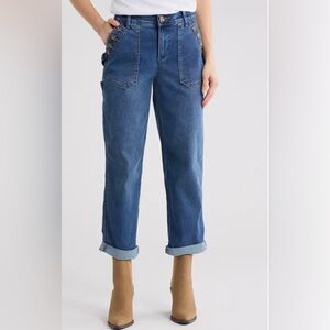 Democracy "Ab"solution High-Rise Utility Chic Buttoned-Pocket Jeans Size 16